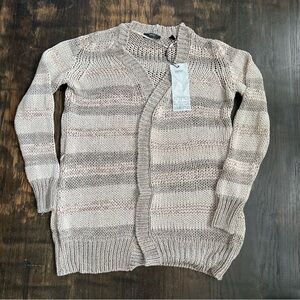 Womens Vintage Esprit Striped Knit Grey Silver Cardigan Sweater Top Deadstock M